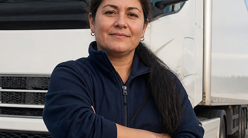 Rosa Ortíz, camionera que emigró desde Sudamérica a España: “Al principio ganaba 1700 euros y ahora cobro 2300″