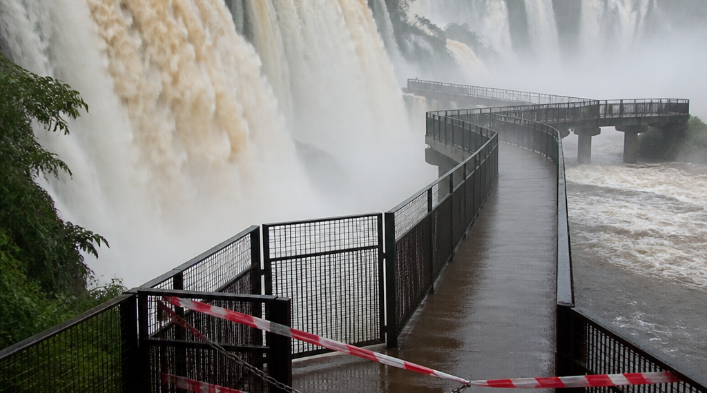 Río Iguazú alcanza caudal histórico en 2026 y una pasarela permanece cerrada